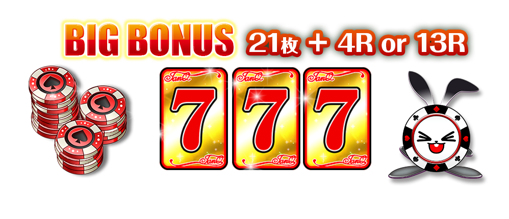 BIG BONUS 21枚 + 4R or 13R