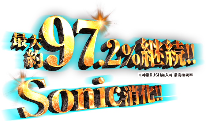 最大約97.2%継続!! Sonic消化!! ※神激RUSH突入時 最高継続率