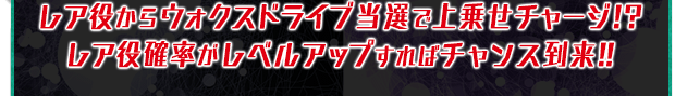 レア役からウォクスドライブ当選で上乗せチャージ!?レア役確率がレベルアップすればチャンス到来!!