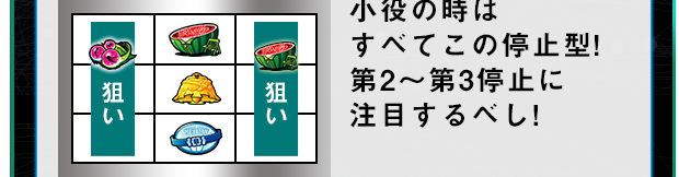 小役の時はすべてこの停止型!第2?第3停止に注目するべし!