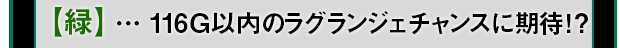 【緑】 … 116G以内のラグランジェチャンスに期待！？